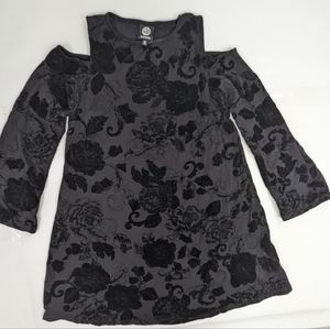 Bobeau Floral Black Velvet Dress mini XS  [sku# 156]